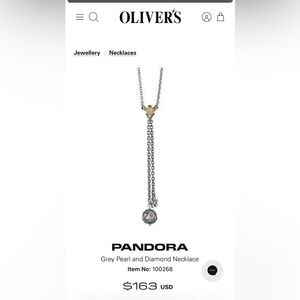 Pandora Two-Tone Necklace and earrings with Diamond Flower. Discontinued